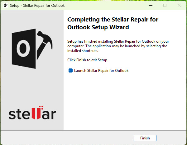 Stellar Repair for Outlook setup wizard finished