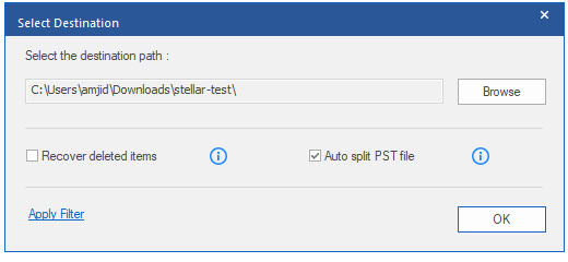 Save options with Recover deleted items unticked by default