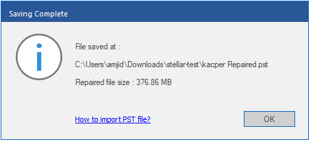 Saving complete: repaired file size 376.86 MB