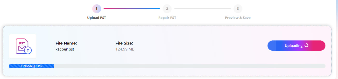Uploading the PST to Stellar's online service