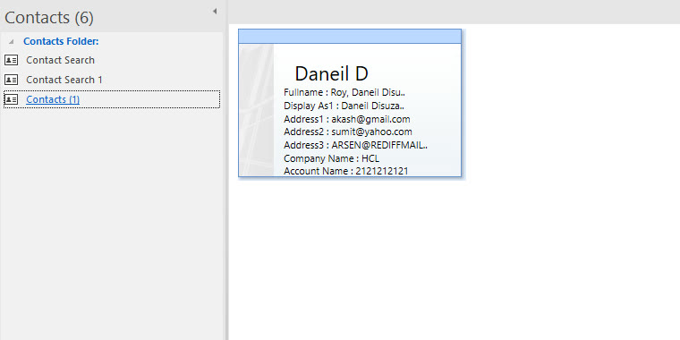 A recovered contact card