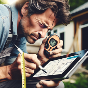 Contractor using QuoteIQ for property measurements and quotes.