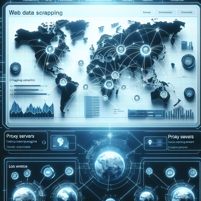 Thordata proxy service dashboard showing web data scraping analytics and global proxy network connections